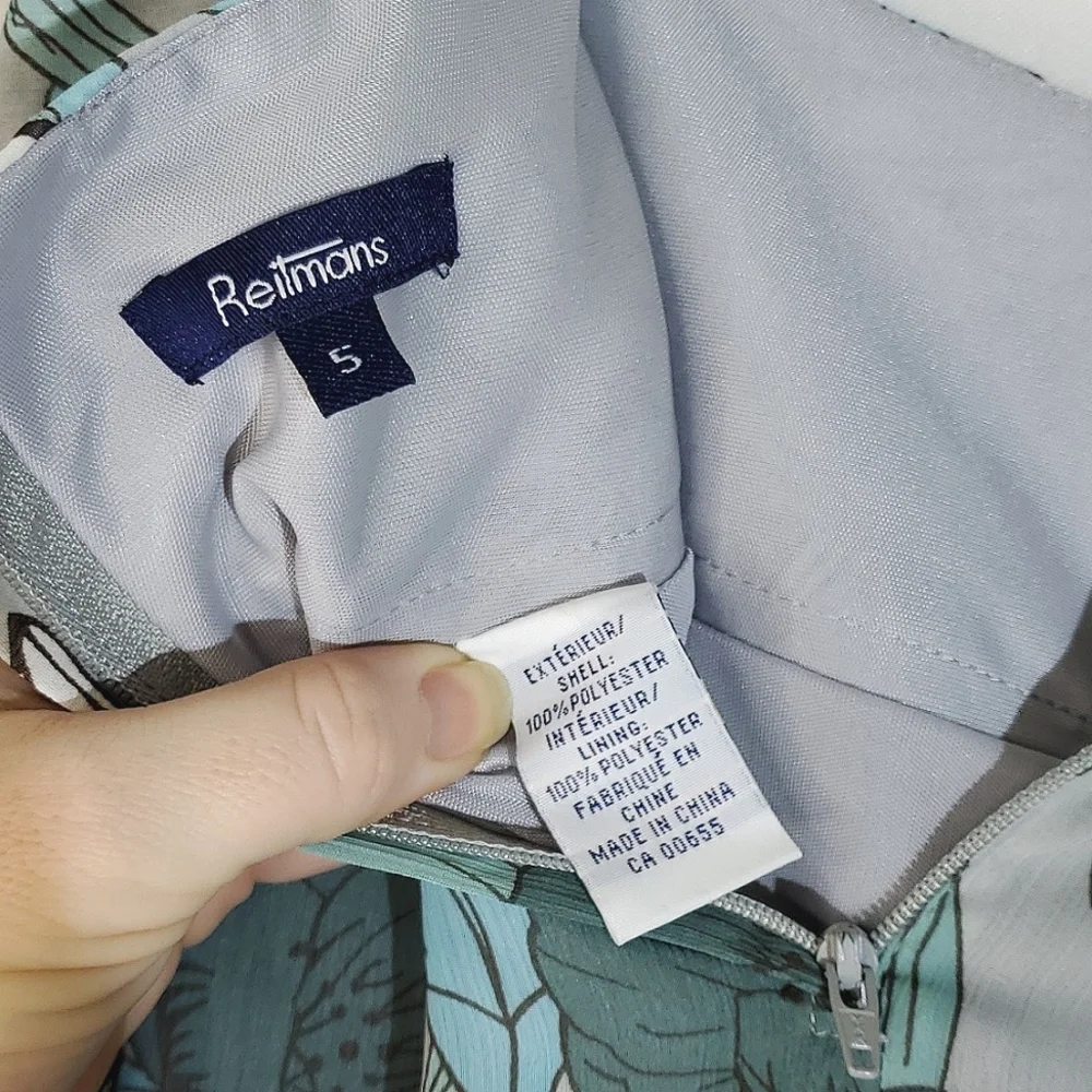 Reitmans Fit and Flare Blue/Teal Floral Midi Skirt - Size 5 - Picture 11 of 12